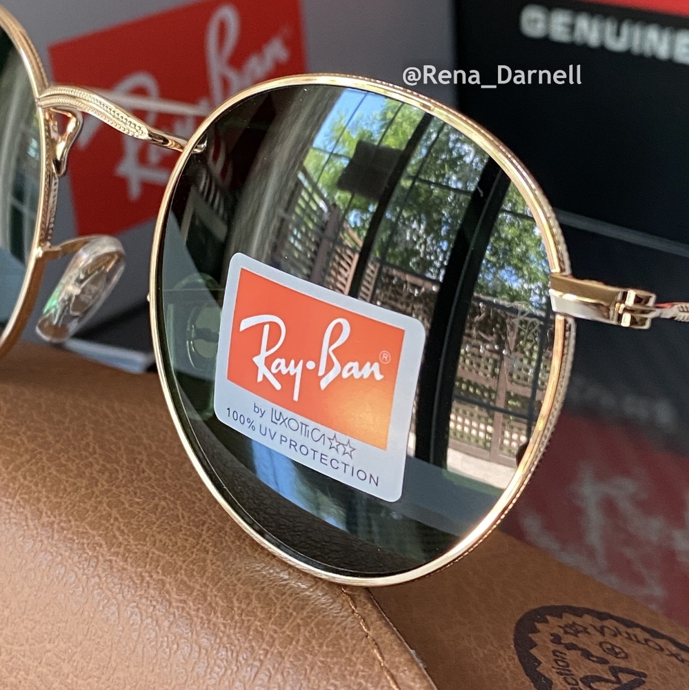 RayBan Round Metal RB3447 Green Lens New - Picture 6 of 14